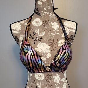 Victoria's Secret rainbow metallic zebra swim top